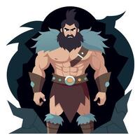 A cartoon character with a beard and a sword vector