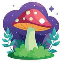 A cartoon mushroom with stars and a star on it vector