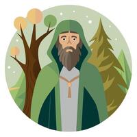 A man with a beard and a green cloak vector