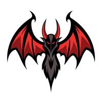 A red and black bat with horns vector
