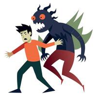 A man is running away from a monster vector