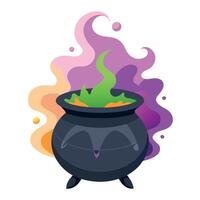 A cauldron with a green and purple smoke coming out of it vector