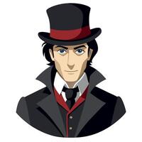 A man in a top hat and top hat vector
