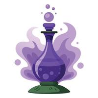 A purple potion bottle with a bubble coming out of it vector
