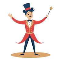 A cartoon magician with a wand vector