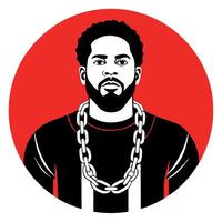 A man with chains on his neck in a red circle vector