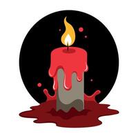 A burning candle with blood on it vector