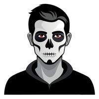 A man with a skull face and red eyes vector