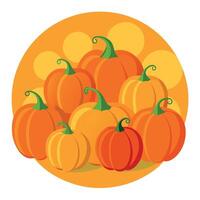 Pumpkins in a circle with a circle background vector