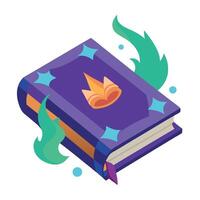 An illustration of a book with a crown on top vector