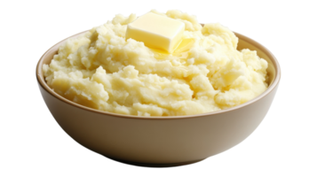 A bowl of mashed potatoes with a butter png
