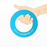 illustration of a hand holding a blue ring, suitable for World Diabetes Day poster vector