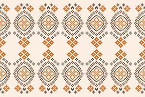 Cross stitch brown cream color motif pattern fabric pattern design pattern pixel wallpaper. vector