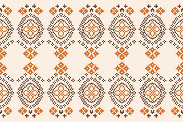 Cross stitch brown cream color motif pattern fabric pattern design pattern pixel wallpaper.