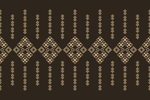 Brown color background motif pattern cross stitch fabric pattern decor wallpaper. vector