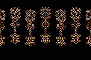 Motif pixel fabric pattern with black color motif black background wallpaper fabric. vector