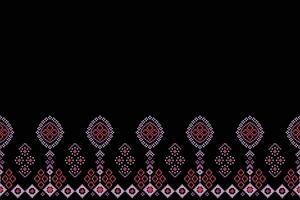 Fabric pattern with black color motif black background wallpaper pixel design motif. vector
