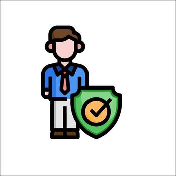 A man holding a shield with a check mark on it vector
