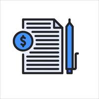 A pen and paper with a dollar sign on it vector