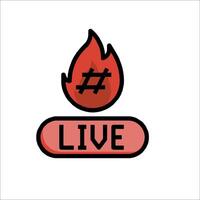 Live fire icon with the word live vector