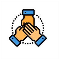 A group of hands holding each other together in a circle vector