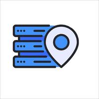 A map pin icon with a blue dot vector