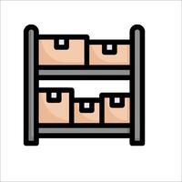A shelf with boxes on it vector