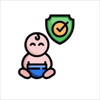 A baby with a shield and a diaper vector