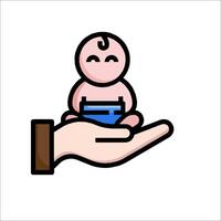 A hand holding a baby in its hand vector