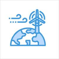 Wind turbine icon on a globe vector