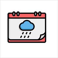 A calendar with a cloud and rain icon vector