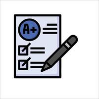 A exam paper with pen and check mark vector
