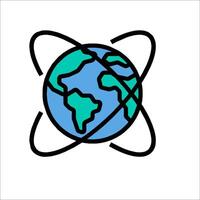 The earth is in a black and blue circle with a black line around it vector
