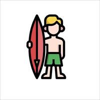 A man with a surfboard in his hand vector