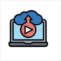 A laptop with a play button on it vector