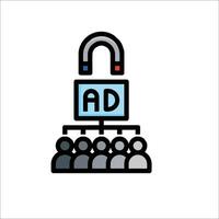 An ad with a lock on it and people in front of it vector