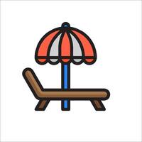 Beach chair under umbrella icon illustration vector