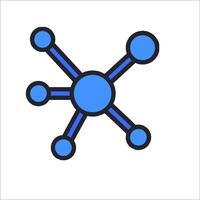 A blue and black icon of a network vector