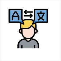 A man with a speech bubble with chinese characters vector