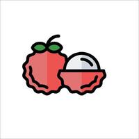 A red apple and a piece of fruit are shown in a line vector