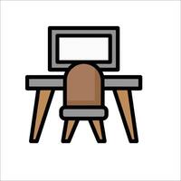 Computer desk icon illustration vector