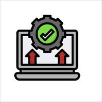 A laptop with a green check mark on it vector