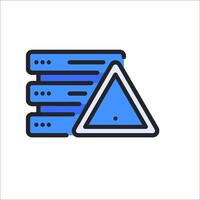 A blue and white icon of a computer with a triangle vector