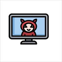 A cartoon character on a computer monitor vector