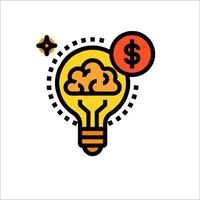 A light bulb with a dollar sign and brain inside vector