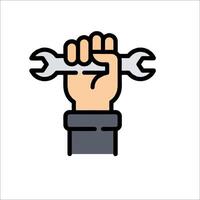 Hand holding wrench icon illustration vector