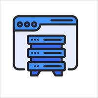 A server icon with a blue background vector