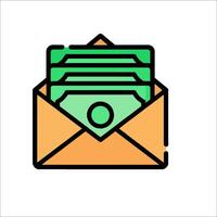 An envelope with money inside it vector