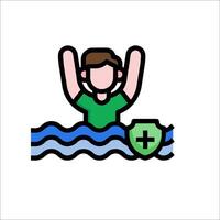 A man in the water with his arms up vector