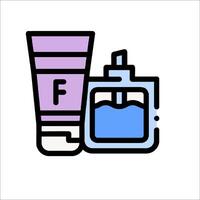 A tube of soap and a bottle of perfume vector